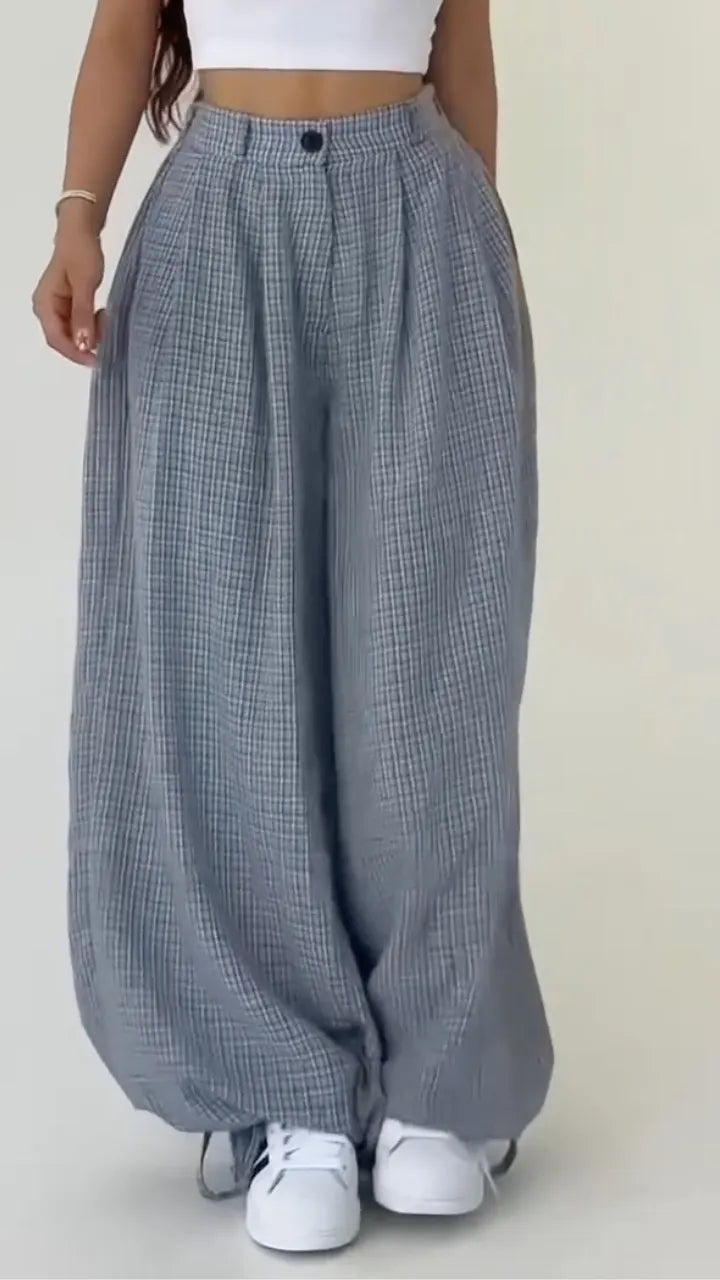 Plaid Baggy Wide Leg Pants