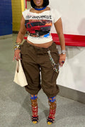 Vintage Graphic Tee & Cropped Cargo Pants Set
