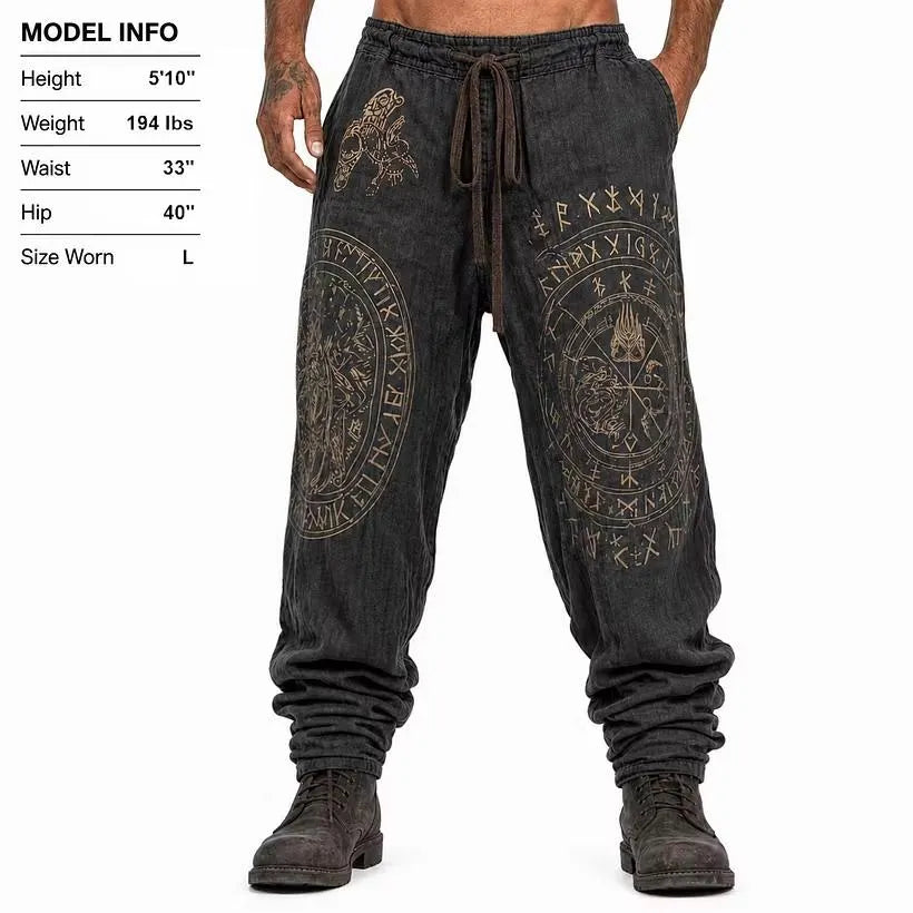 Men Vintage Norse Symbol Harem Pants