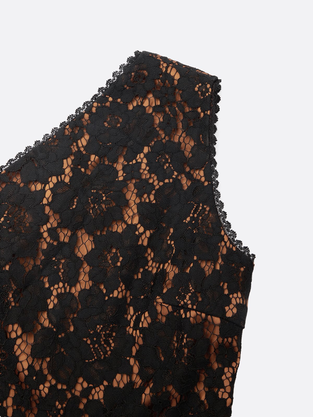 Black Lace One Shoulder Sleeveless Sheath Maxi Dress