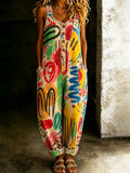 Abstract Art Print Boho Overalls