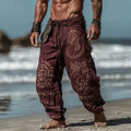 Men Viking Rune Print Harem Pants