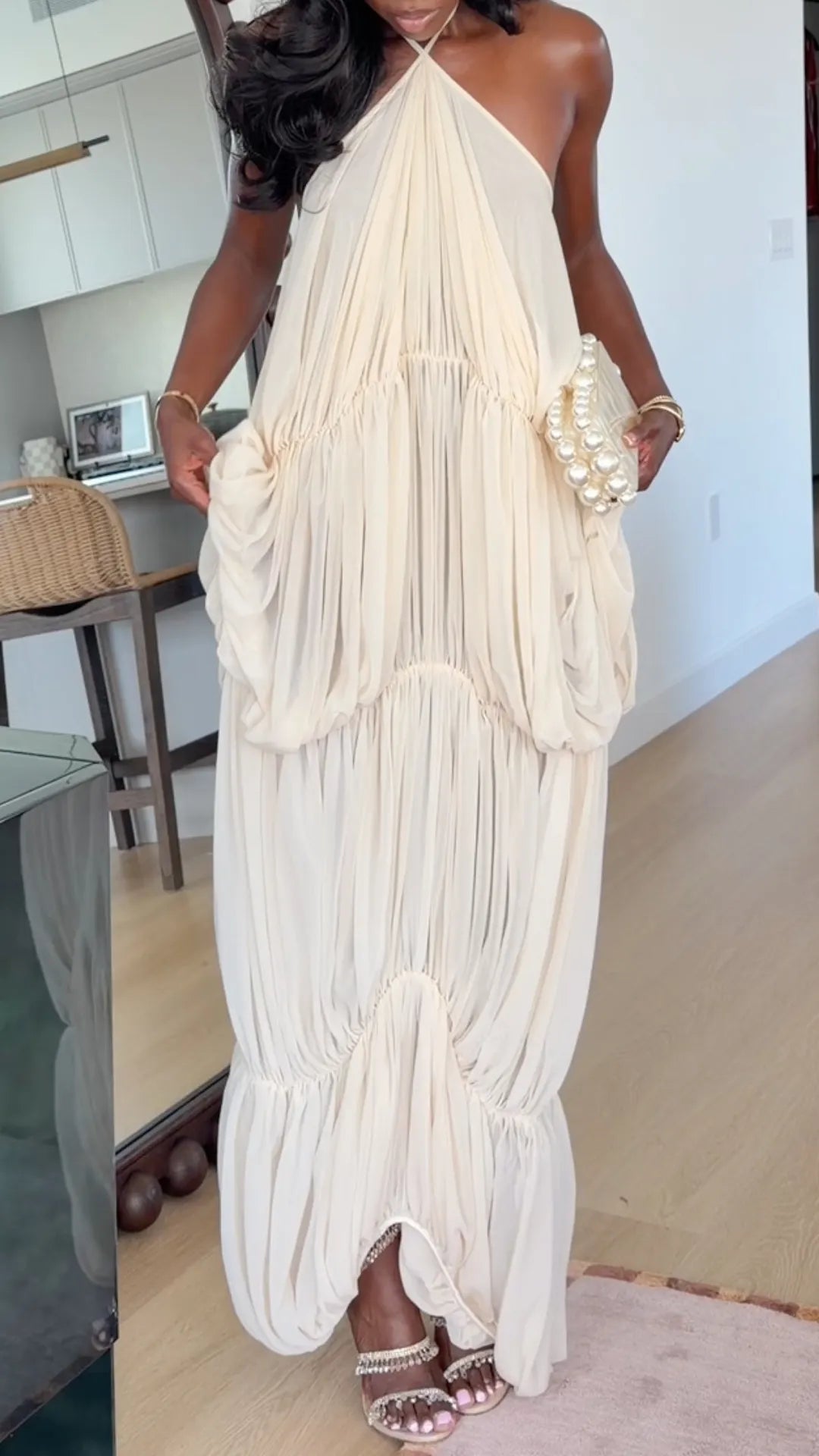 Halter Tiered Flowy Maxi Dress