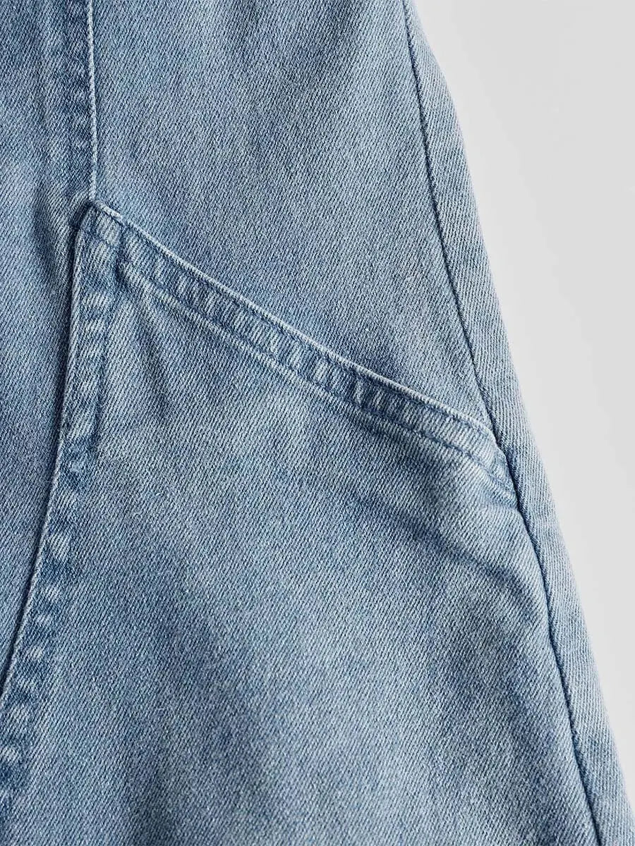 Exquisite Vintage Casual Hooded V-neck Zipper Side Slits Buttons Blue Denim Midi Dress