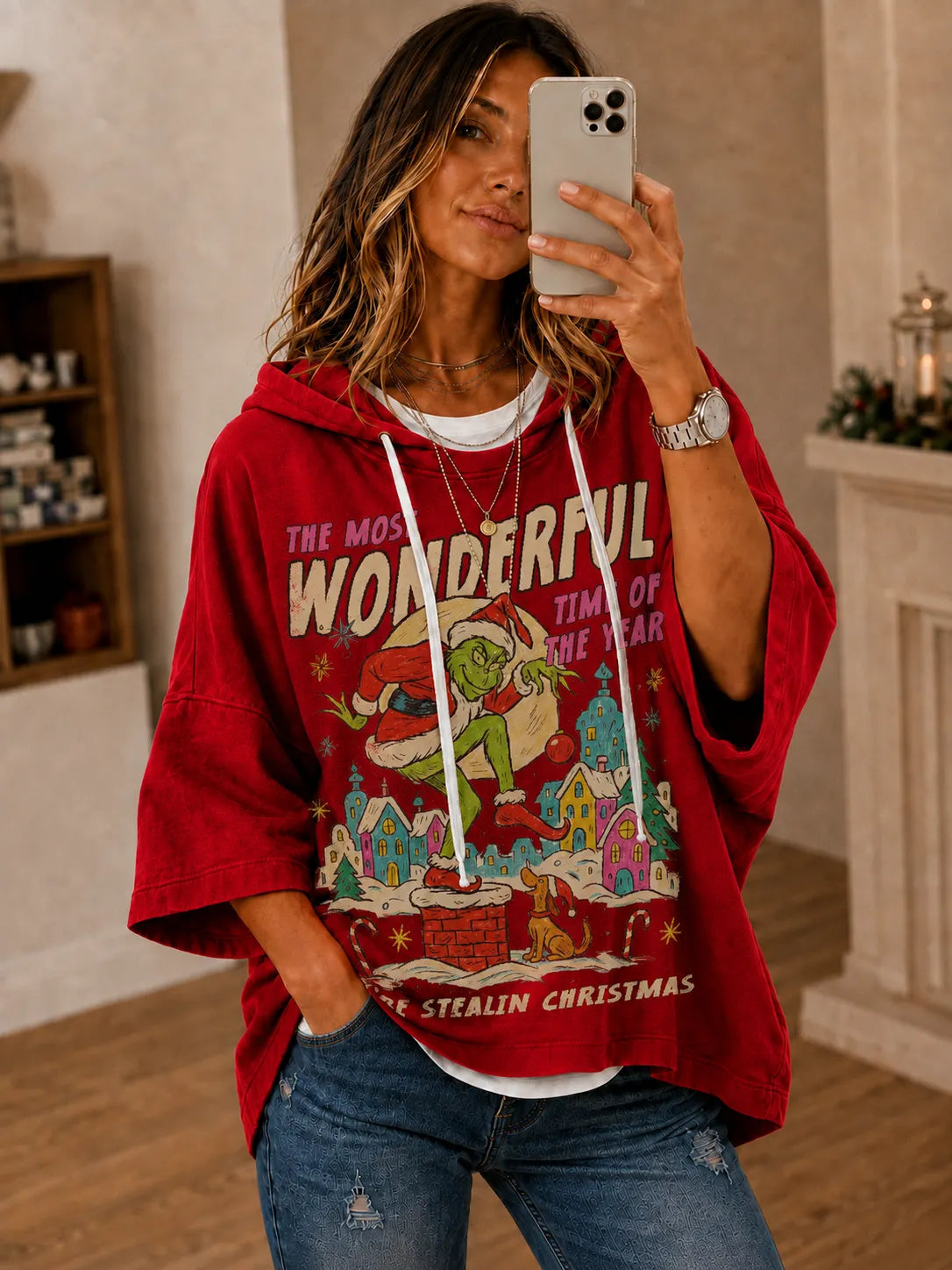 Grinch Christmas Oversized Hoodie