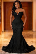 Strapless Back Tie Mermaid Evening Gowns Maxi Dresses-Black [Pre Order]