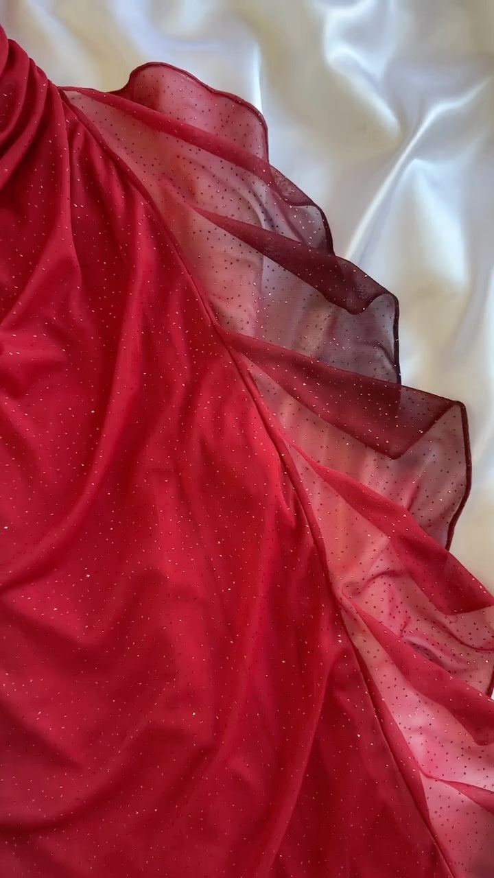 Ombre Glitter Halter Maxi Evening Dress