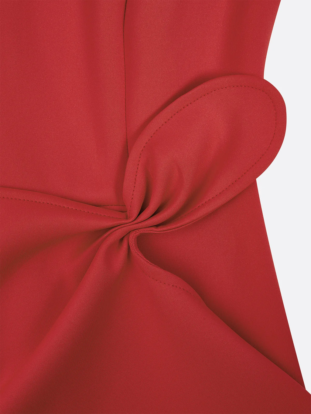Red Asymmetric Ruffled Classic Boat Neck Sleeveless Midi Elegant A-line Dress with Waist Twist for Day-to-Night