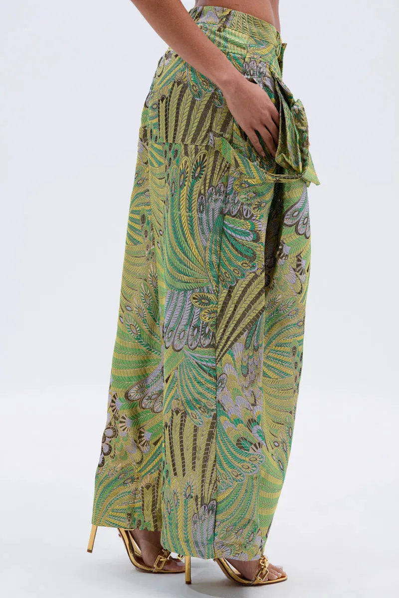 Ladies' Hot Selling Casual Spring And Summer Washed Peacock Print Wide Leg Jeans And Tops