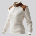 Women's Retro Western Style Waffle Contrast Suede Fleece Collar Stand Collar Sweatshirt