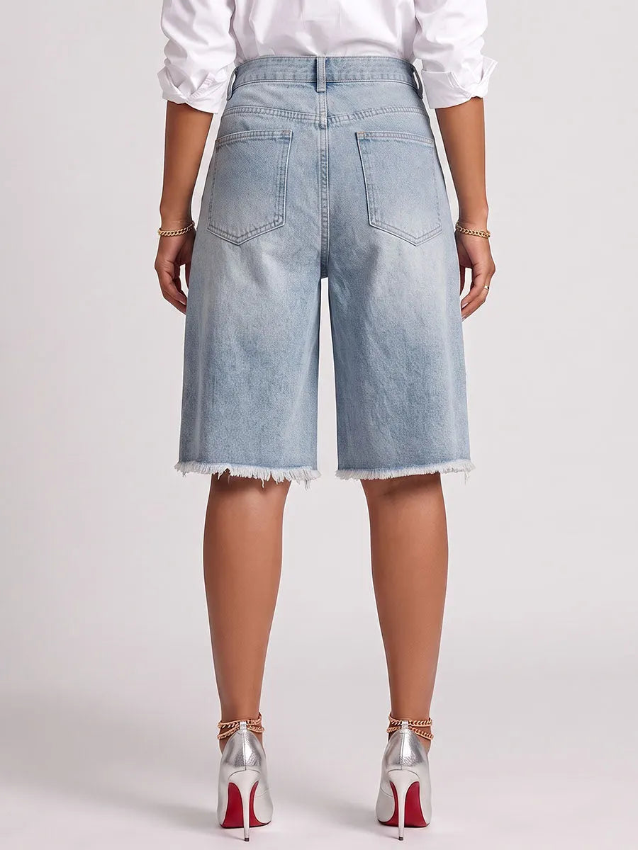 Women's High-waisted Casual Loose Denim Shorts