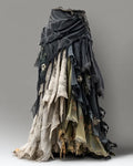 Elegant Halloween Lace Patchwork Flowing Skirt ba8e