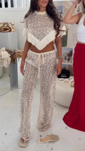 Sequin Fringe Mesh Two‑Piece Set