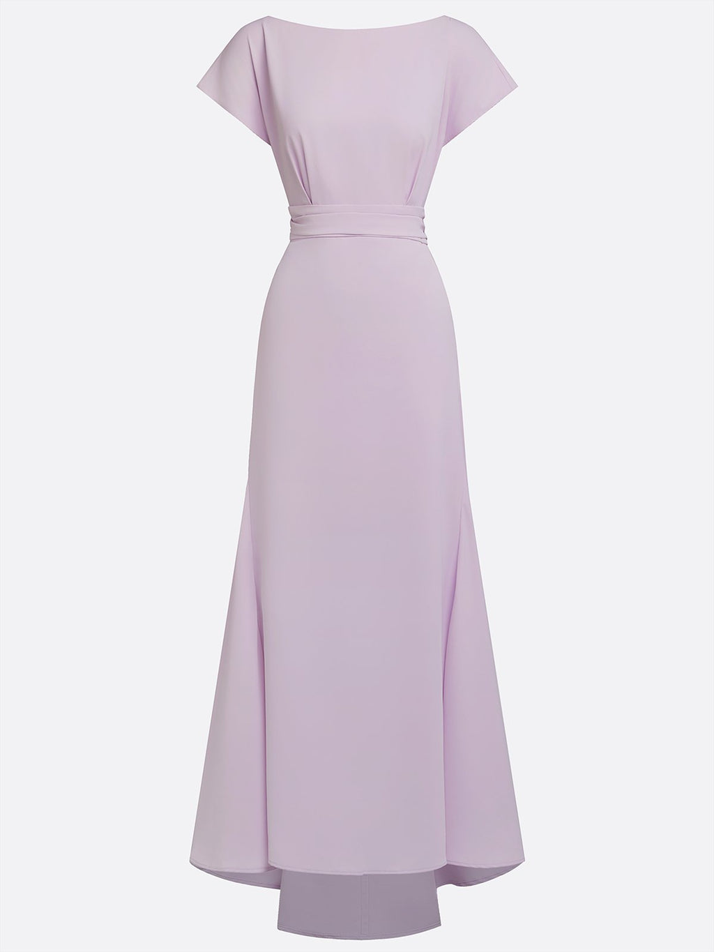 lavender Ruched Classic Boat Neck Cap Sleeve Raglan Sleeves Mermaid Floor-length Gown Dress