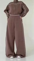 Contrast Piping Jumpsuit With Hoodie