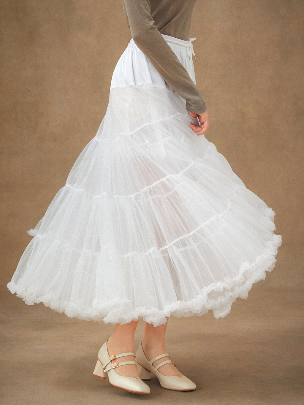 Jane Collection - Multi-Layered Petticoat for Effortless Volume-White
