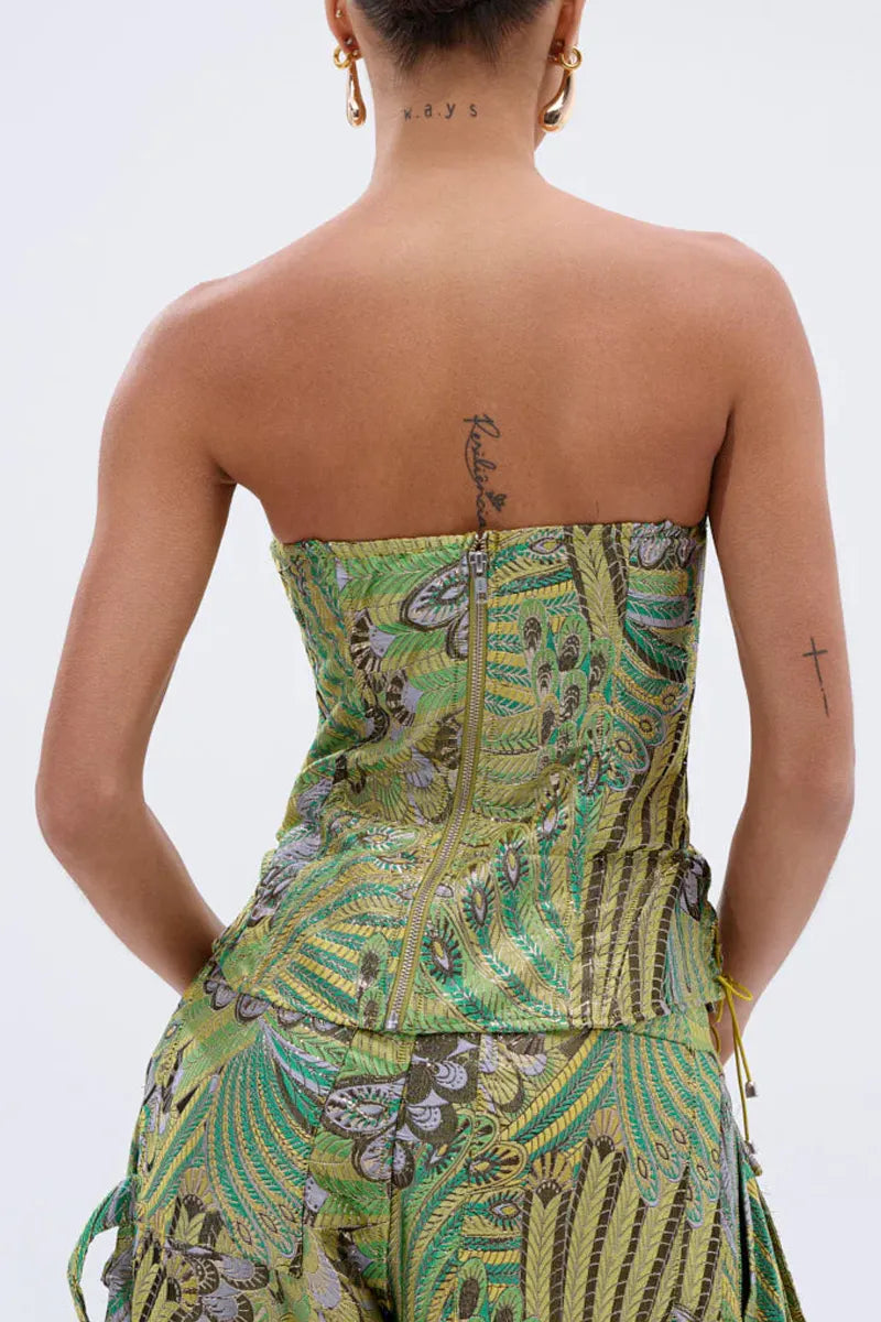 Ladies' Hot Selling Casual Spring And Summer Washed Peacock Print Wide Leg Jeans And Tops