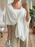 Cozy Pull-through Solid-color Knit Shawl Cardigan