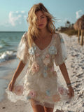Women's Bohemian Ocean Shimmer V-neck Mini Skirt