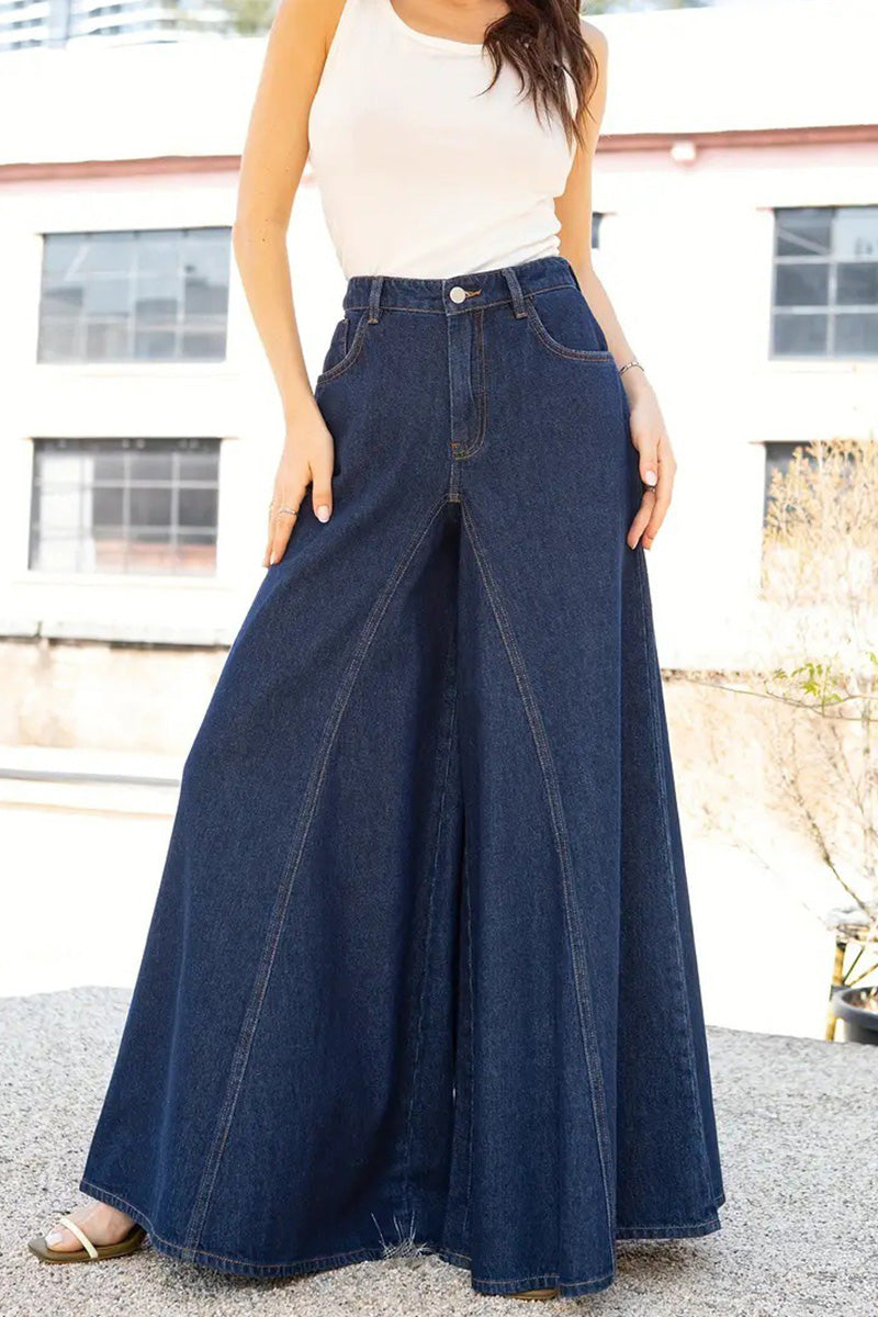 Women's Elegant Minimalist Extra Wide Leg Elastic Jeans