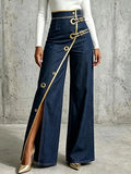 Exquisite And Elegant Jeans With Gold Piping.