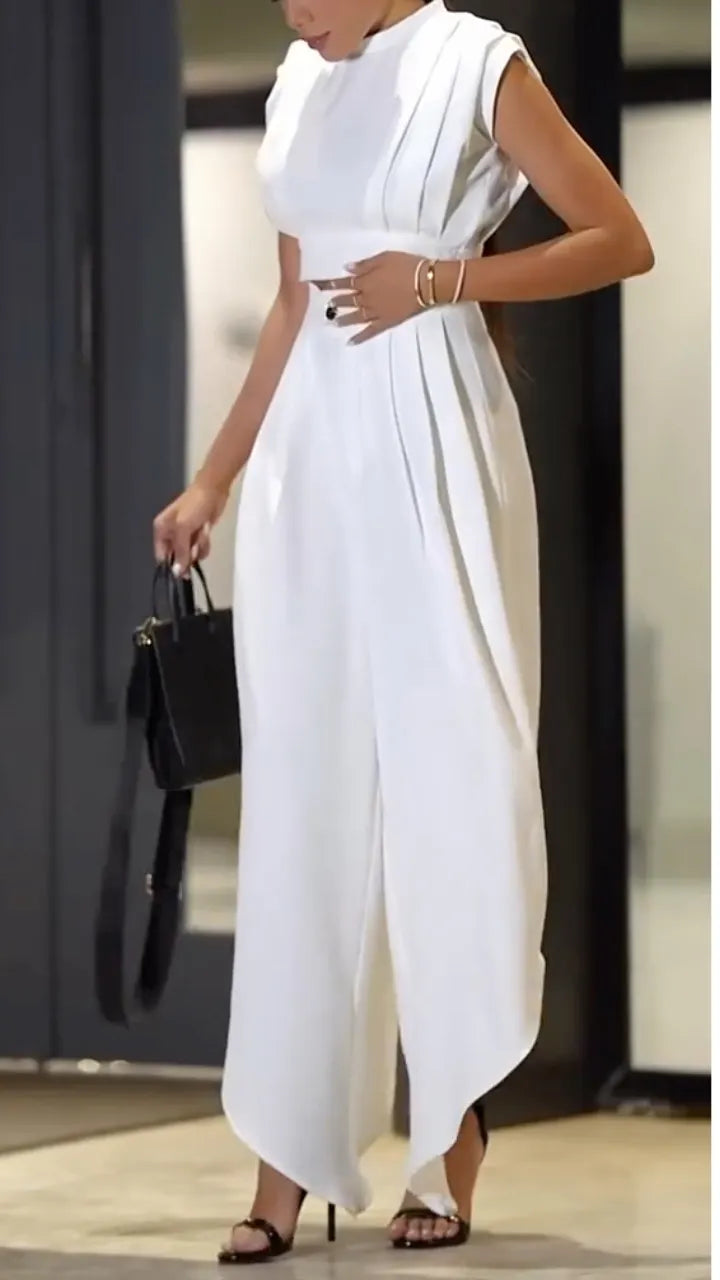Crop Top & Asymmetric Maxi Skirt Pants Two Piece Set