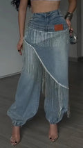 Crystal Fringe Balloon Jeans