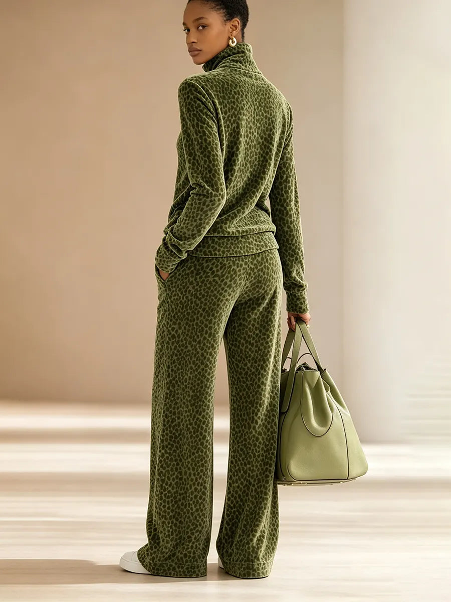 Cozy Fall Casual Polka Dot Frog Button Tracksuit Set