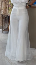 White Chiffon High Waist Wide Leg Pants