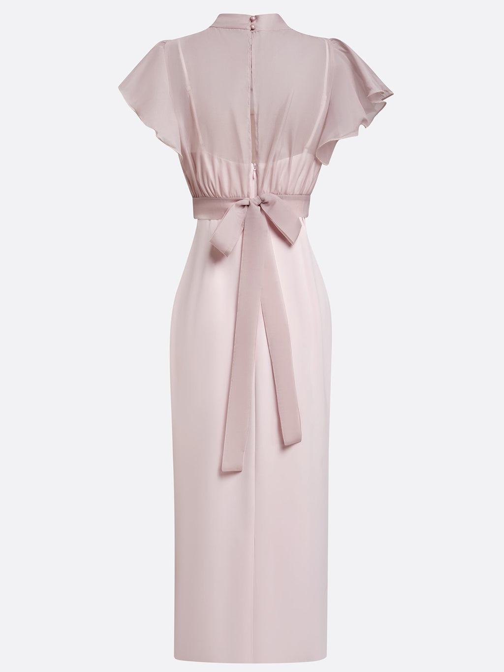Women Pink Mock Neck Short Sleeve Dressy Dress With Top Two-Piece Set