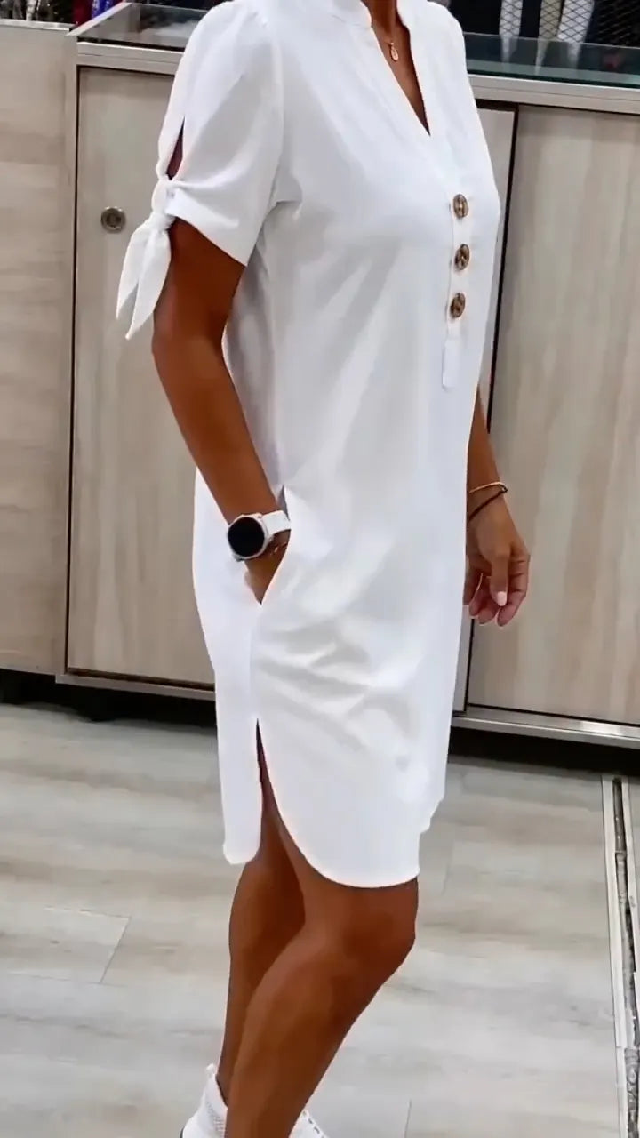 ie‑Sleeve Shift Midi Dress