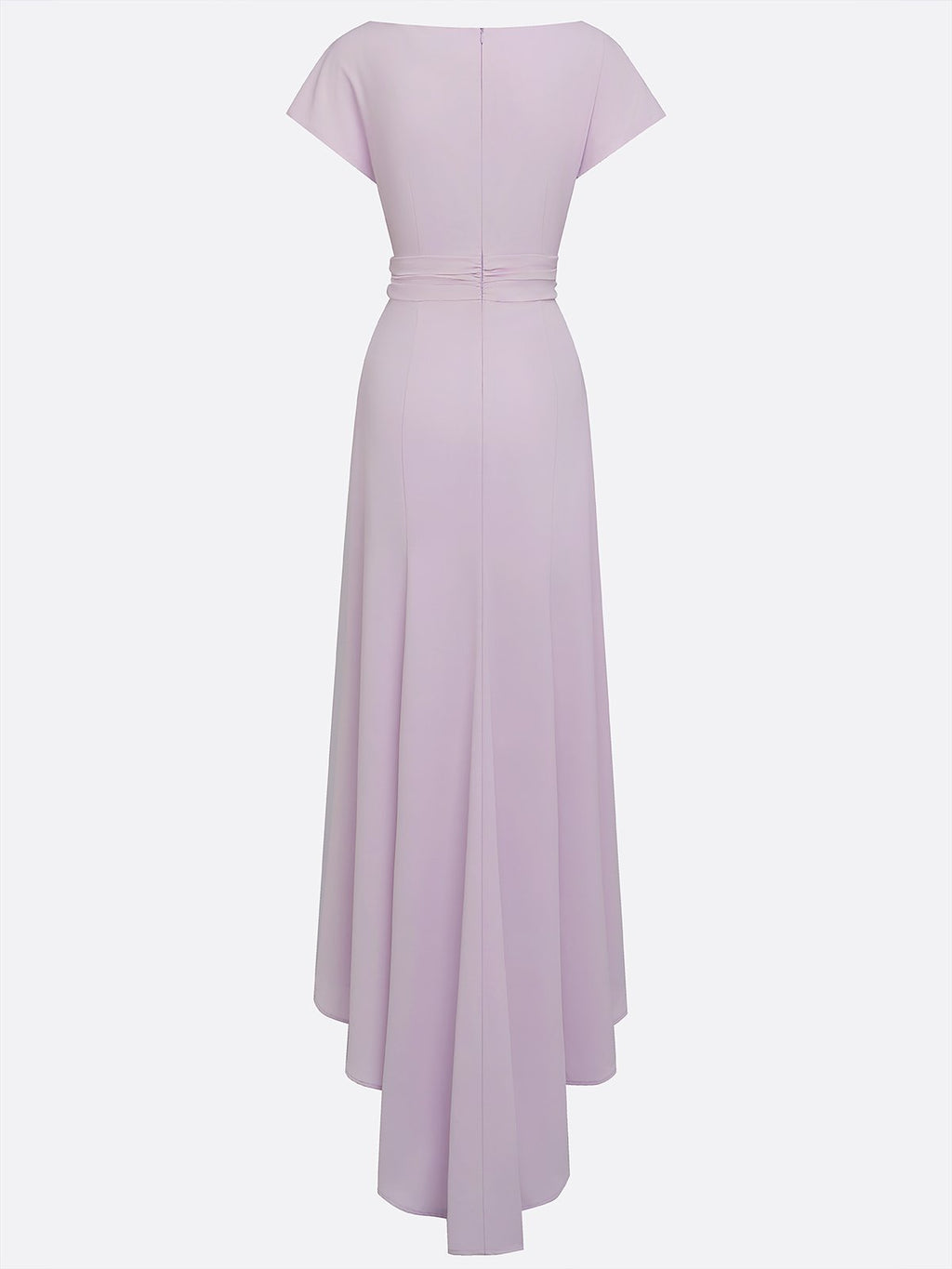 lavender Ruched Classic Boat Neck Cap Sleeve Raglan Sleeves Mermaid Floor-length Gown Dress
