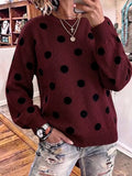 Casual Color-block Polka-dot Long-sleeve Pullover Sweater