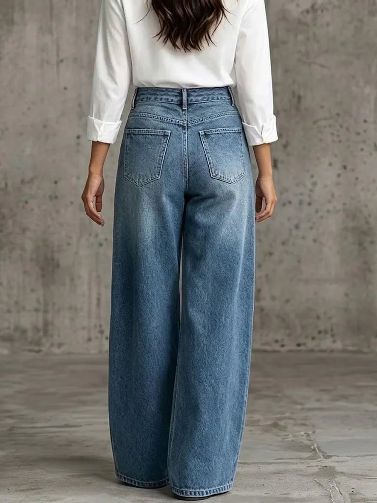 Casual Military-style Jeans With Metal Buttons
