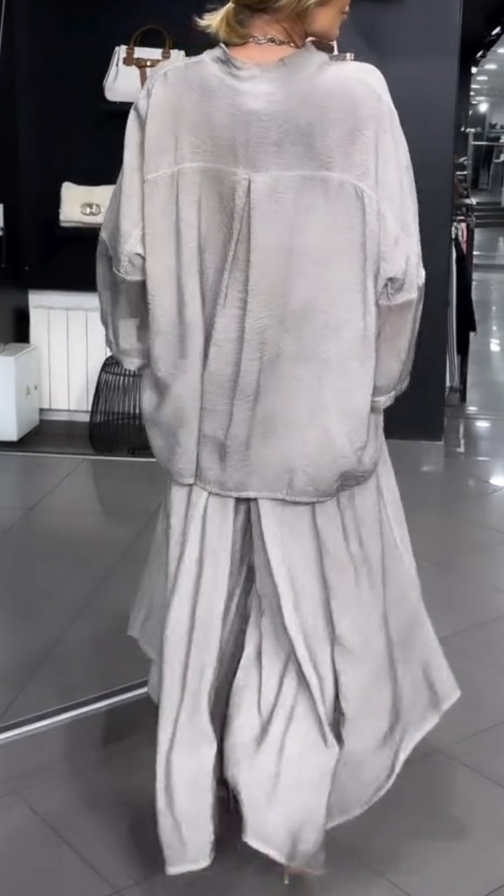 Women's V-Neck Loose Asymmetrical Two-Piece Set