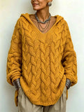 Cozy Chic Hooded Cable-knit Sweater