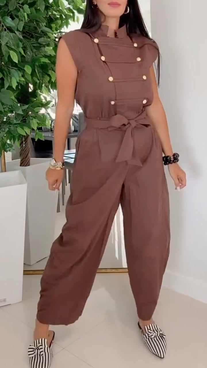 Sleeveless Belted Jumpsuit