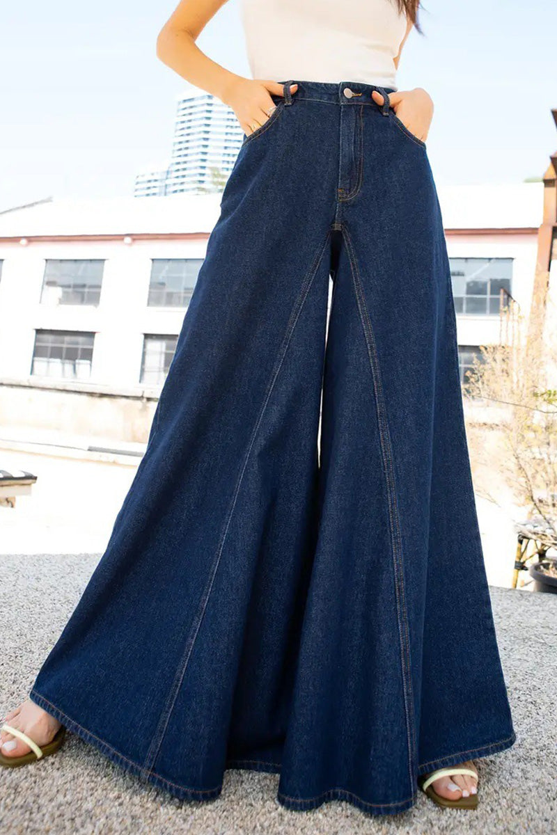 Women's Elegant Minimalist Extra Wide Leg Elastic Jeans