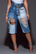 Ladies' Party Washed Ripped Denim Shorts