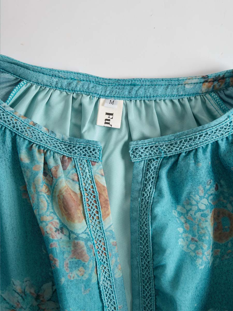 Vintage Ethnic Style Trim Floral Lace Blouse