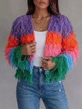 Ombré Knit Cardigan With Fringe