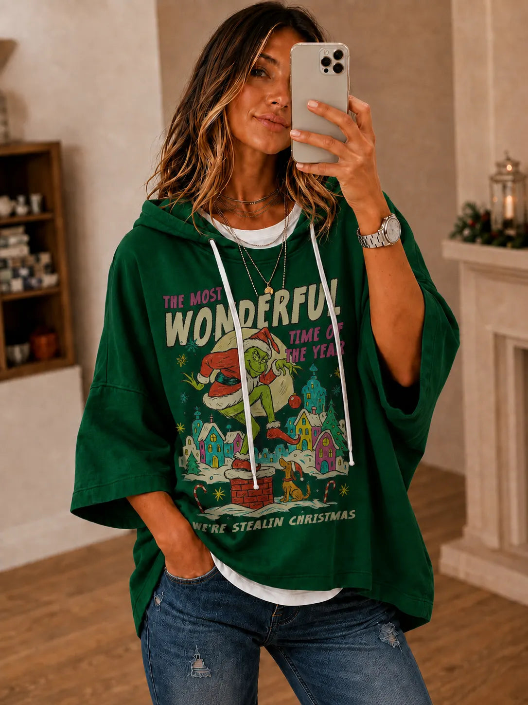 Grinch Christmas Oversized Hoodie