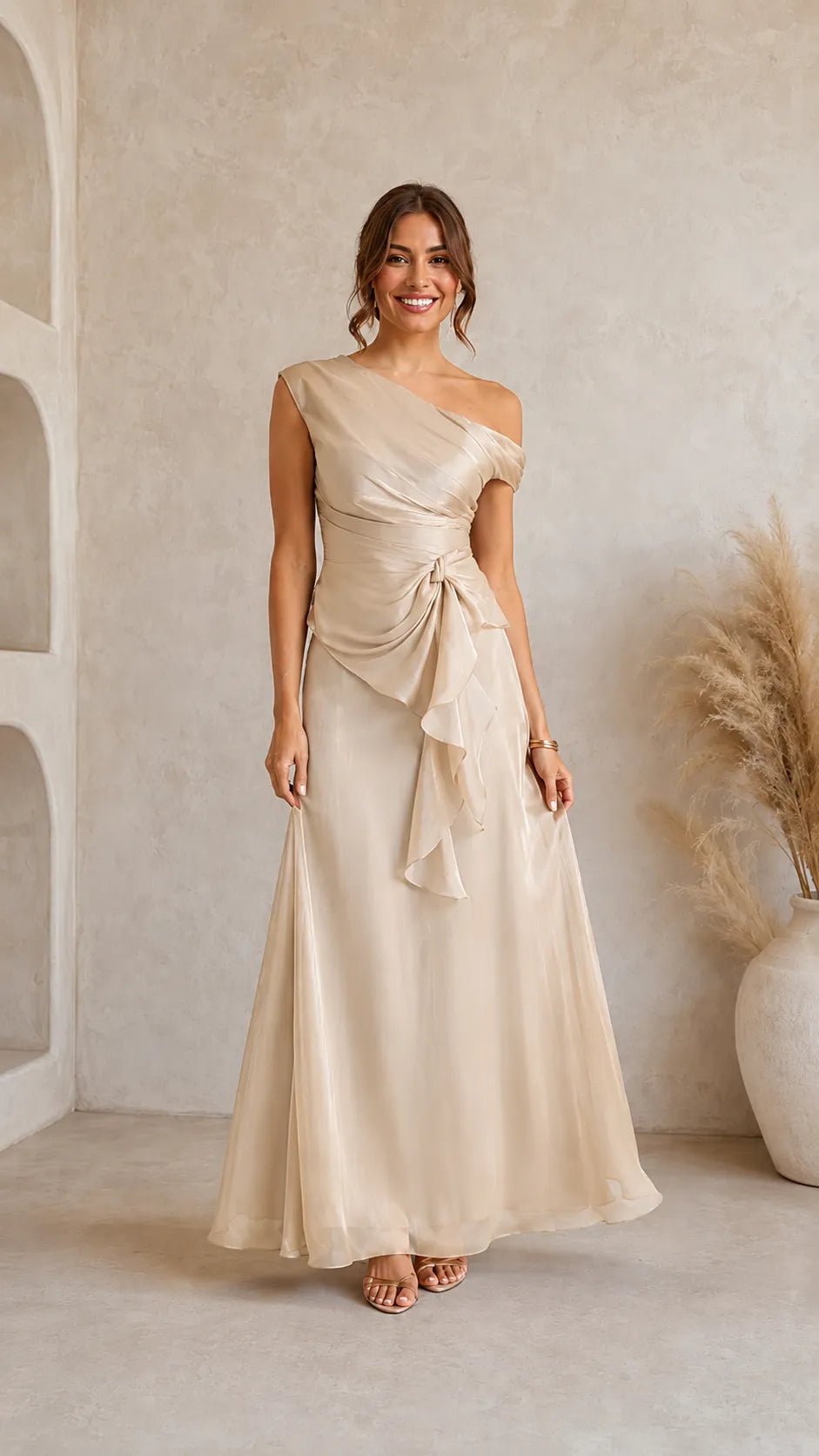Women's Elegant One-Shoulder Evening Gown