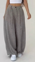 Plaid Baggy Wide Leg Pants