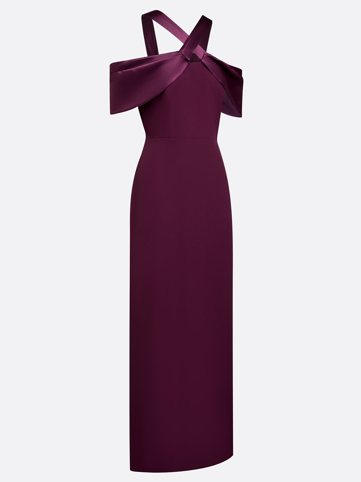 Burgundy Cross Bow Classic Off The Shoulder Sleeveless Sheath Floor Length Dress