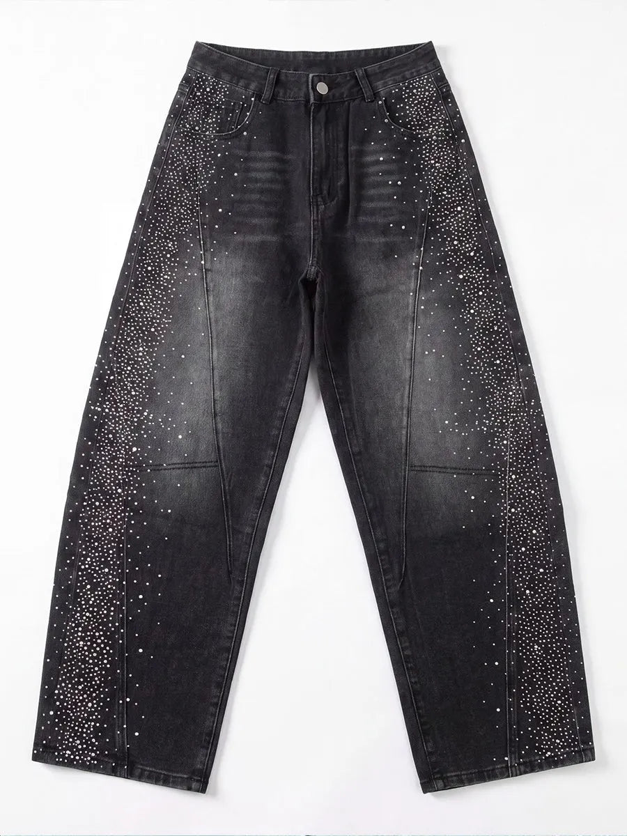 Casual Rhinestone-embellished Jeans