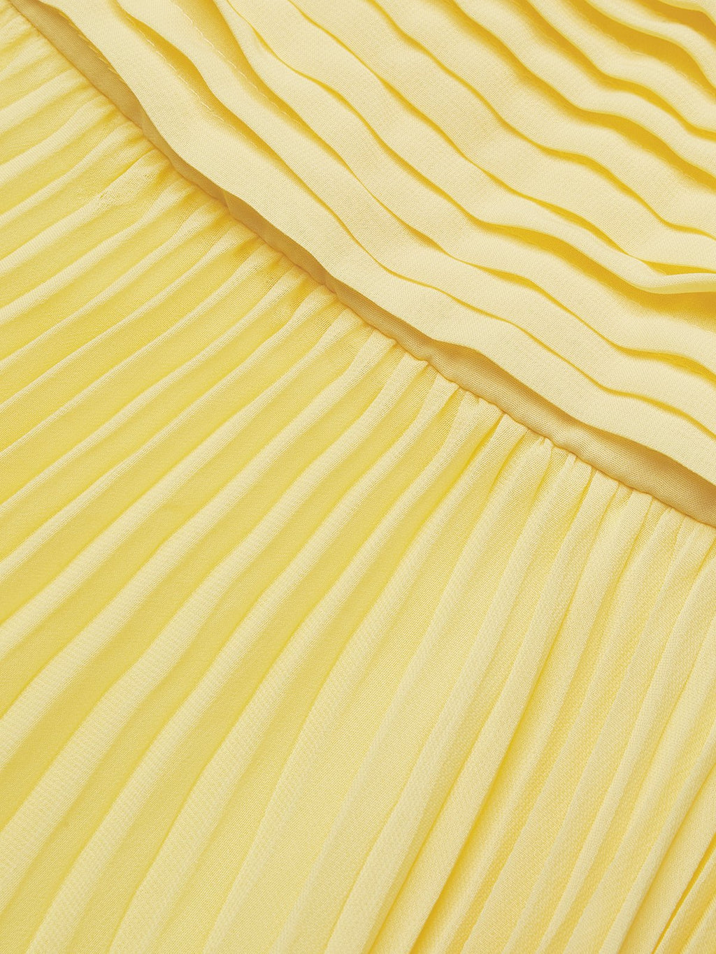 Yellow Pleated Chiffon Dress Square Neck Long Sleeve A-Line Gown