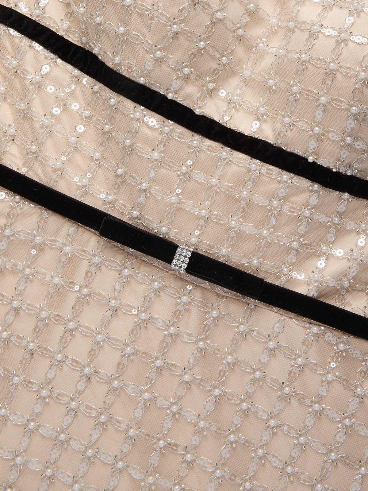 Champagne Glitter Beaded Sequin Strapless Sleeveless A-Line Midi Dress