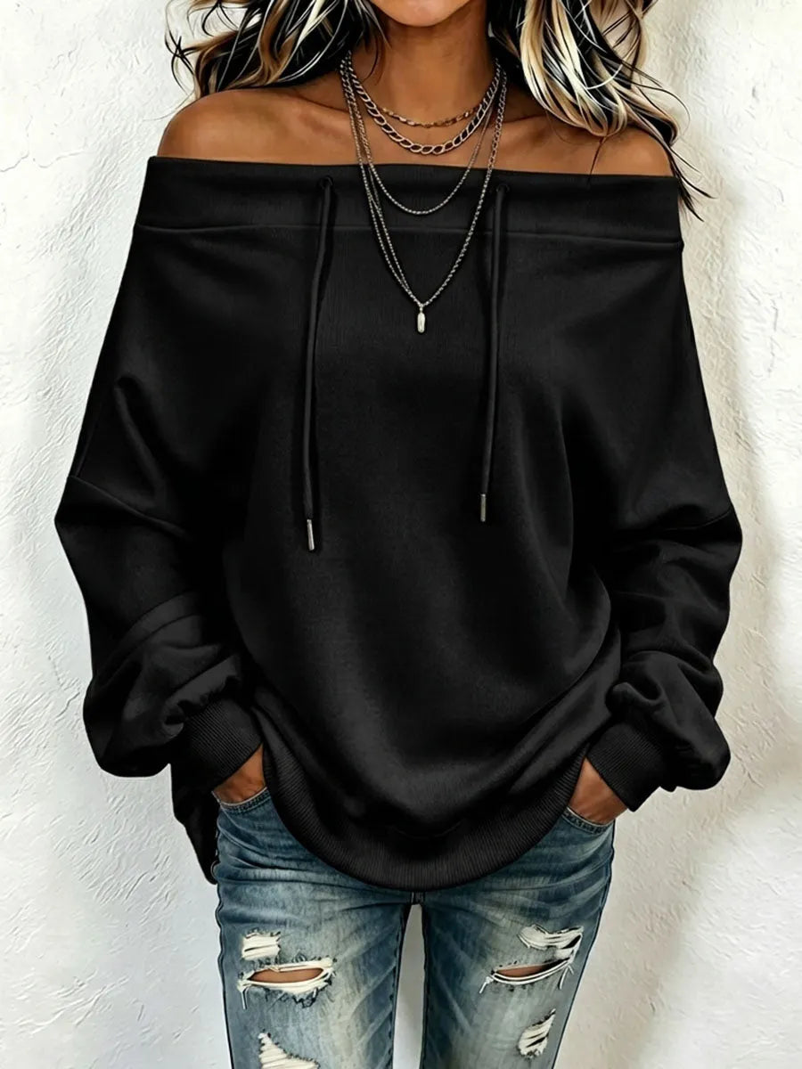 Stylish Off-the-shoulder Oversize Sweatshirt