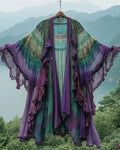 Summer Holiday Ruffle Lace Contrast Kimono a686